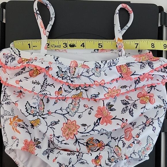 Janie and Jack Ruffled Floral Print White and Pink One Piece‎ Swimsuit Baby 3-6M - Picture 5 of 10
